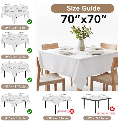 Fitable 6 Pack Black Square Tablecloths 70x70 Inch for 2-4 Ft Tables - Image 4