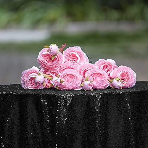 JYFLZQ Black Sequin Tablecloth, Glitter Party Table Cover 50 Inch Round - Image 3