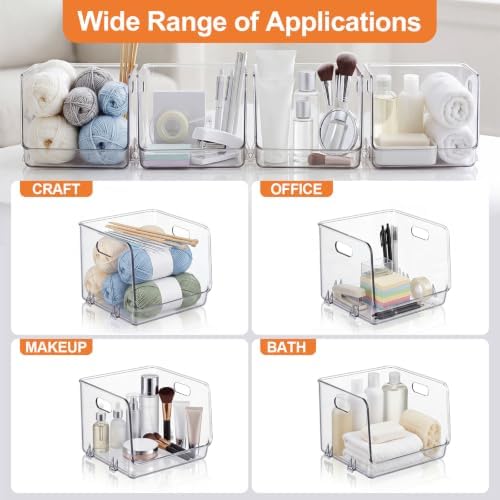 12 Pcs Clear Plastic Storage Bins Stackable Pantry Organizer - Image 6