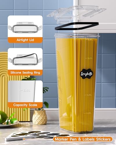 KEMETHY 36 PCS Airtight Food Storage Containers with Lids, Kitchen Pantry Organization and Storage, BPA-Free Plastic Scale Food Canisters for Cereal, Flour, Sugar, Dry Food, Include Labels & Marker - Image 5