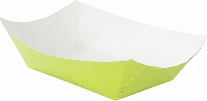 Restaurantware-Bio Tek 1 Pound Food Trays, 200 Disposable Paper Food Trays - Heavy-Duty, Greaseproof, Green Paper Food Boats, For Snacks, Appetizers, Or Treats, Use At Parties Or Carnivals - Image 2