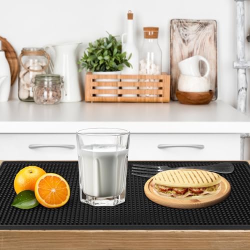 2 Pack Bar Mat, Dish Drying Mat, Large 31.5in x 12in Rubber Thick Durable Service Bar Mat for Home Kitchen Countertop Mat, Espresso Coffee Bar Mat, Black - Image 3