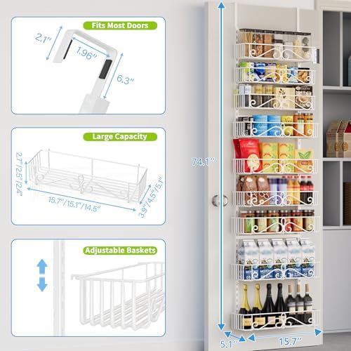 9-Tier Over Door Pantry Organizer, Metal Hanging Storage for Kitchen - Image 2