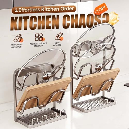 Kitchen Pot Lid Storage Rack, 2026 New Double-layer Rack, Multifunctional Lid Holder for Kitchen Countertop, Compact Pot Lid Stand for Home, Modern Kitchens Organizer for Families (White, Triple) - Image 2