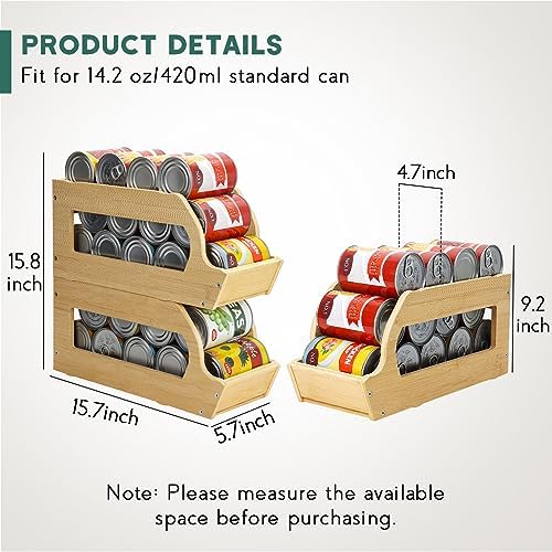 Yumkfoi Bamboo Can Organizers and Storage for Pantry(2 Pack), Stackable | Soda Can Organizer Beverage Drink Holders, Canned Goods Organizer Can Dispenser for Pantry, Kitchen, Cabinet - Image 5