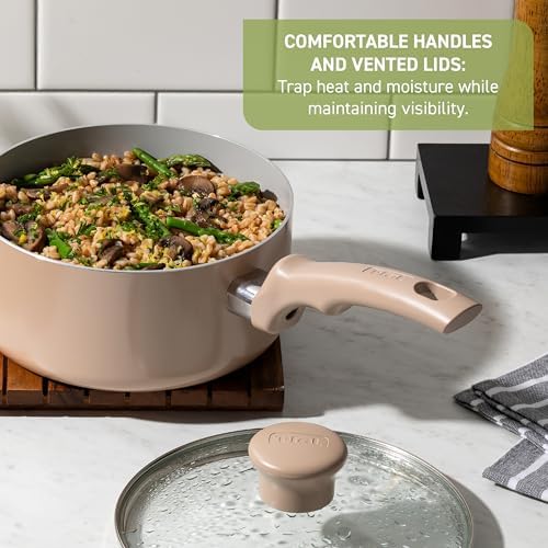 T-Fal Refresh Ceramic Nonstick Pots and Pans Set, 12-Piece, Dusty Rose - Image 5