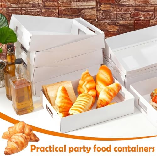 LemonRoad 50 Pack Cardboard Disposable Food Trays, White, 13" X 9" X 3" - Image 5