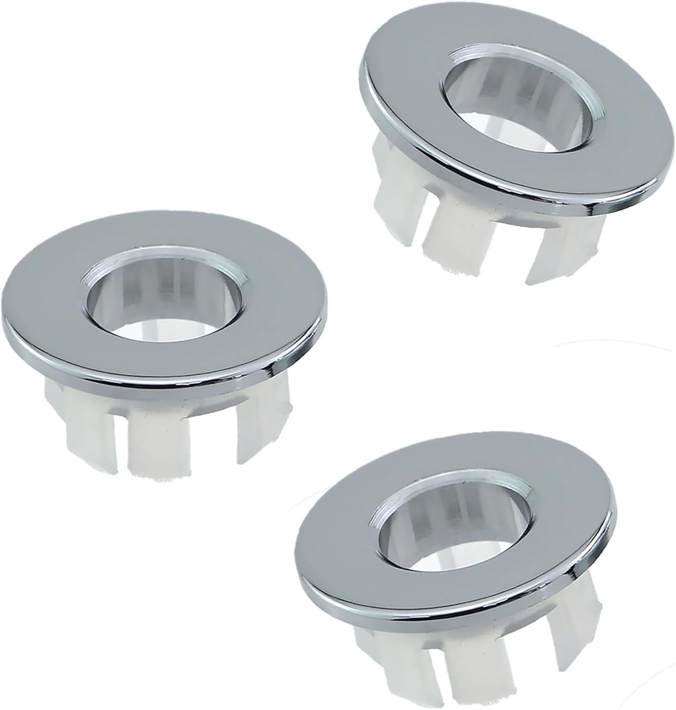 2PCS Kitchen Sink Drain Silver Full Brass Basin Overflow Decorative Cover 22-24mm Hole Inside Diameter Insertion Cap