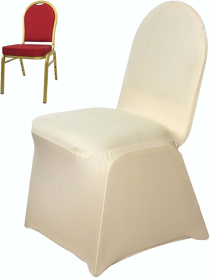 TABLECLOTHSFACTORY 30 PCS Champagne Stretchy Spandex Fitted Banquet Chair Cover Dinning Event Slipcover For Wedding Party Banquet Catering - Image 3