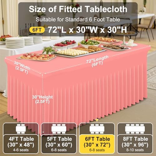 Smiry Spandex Elastic Fitted Table Cloth Skirt for 6FT Rectangle Table - Image 4