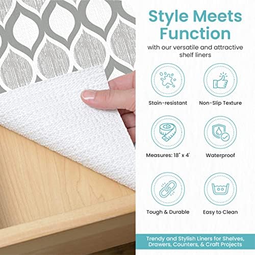 Con-Tact Brand Grip Prints Shelf Liner - Versatile 18" x 4' Durable Non-Adhesive Non-Slip Drawer and Cabinet Liner in Elegant Savoy Stone - Pack of 1 Roll - Image 3