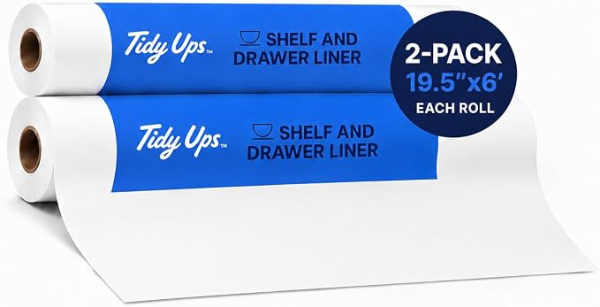 Adhesive Shelf Liner - Solid White, 19.5in x 6ft, 2-Pack by TidyUps