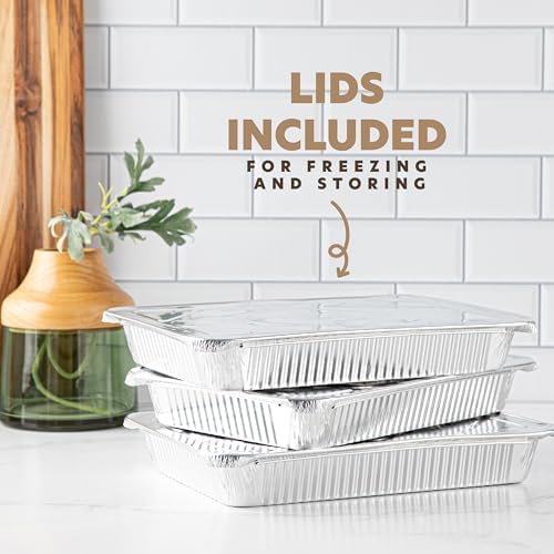 PLASTICPRO 10 Pack Aluminum Pans 12.5'' x 9" Disposable Pans with Covers Heavy Duty 4 lb Foil Pans for Baking and Cooking - Image 5