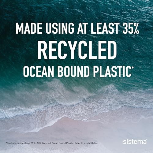Sistema Ocean-Bound Plastic 1.25L Bento Box, Airtight & Stackable, School Lunch Box with 150mL Snack Pot, Freezer, Microwave, & Dishwasher-Safe, BPA-Free, Made with Recycled Plastic, Assorted Colors - Image 3