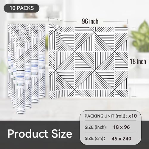FIFTY FEET 18"x96" Non-Adhesive Shelf Liner for Kitchen Cabinets and Drawers, Washable Non-Slip PVC Cabinet Liner (Black Modern)(10 Roll) - Image 5