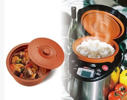 VitaClay Smart Organic Clay Pot Multi Cooker - Toxin Free Clay Rice Cooker, Delay Start Slow Cooker, Stew Cooker, Electric Soup Pot, Yogurt Maker, with Natural Earthen Clay Crock, 6 Cup / 3.2-Quart