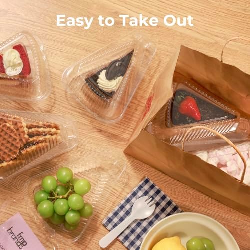 Fit Meal Prep 300 Pack Cake Slice Plastic Containers with Lids - Single 5” Clear Medium Dome Hinged Lid Cheesecake Container, Pie, Food Box, Take Out Togo Packaging for Home, Bakery and Cafe Business - Image 6