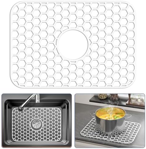 Bestjing Silicone Sink Protectors for Kitchen Sink-18.2"x12.5" Center Drain by Bestjing