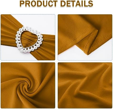 Pack of 30 Spandex Chair Sashes Bows Stretch Chair Cover Band with Buckle Slider Universal Elastic Chair Ties for Wedding Banquet Party Event Decoration (Gold) - Image 3