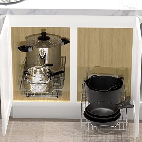 Simple Houseware Under Cabinet Pull Out Sliding Shelf, 21" Dx11 W, Chrome - Image 4