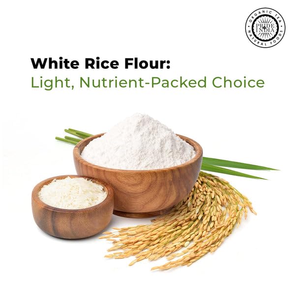 Pride of India - PACK of 6 - White Rice Flour 1 lbs (454 gm) Mild Slightly Sweet Neutral Taste Freshly Milled in Small Batches | Used for Cooking Baking Coating Thickening Pancakes Noodles Pudding