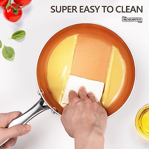 MICHELANGELO Nonstick 2 Quart Sauce Pan with Lid, Ultra-Nonstick Copper Sauce Pot 2 Qt, Ceramic Saucepan with Lid, Small Pot with Ergonomic Handle, Induction Compatible, Oven Safe - Image 4