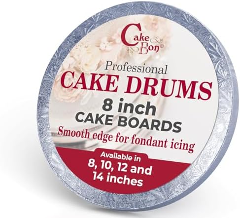 Cakebon Cake Boards 8" Silver Round Cake Drums 1/2" Thick Smooth Edge 3Pack | 8 Inch Cake Drum, Cake Drums 8 Inch, Base para Pastel, Cake Rounds, Cake Base Board, Cake Boards 8 Inch Round by Cakebon