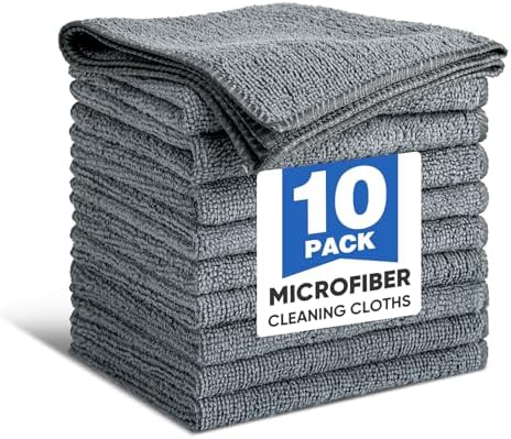 TEAWOO 10 PCS Grey Microfiber Cleaning Cloths, Assorted Cleaning Rags by TEAWOO