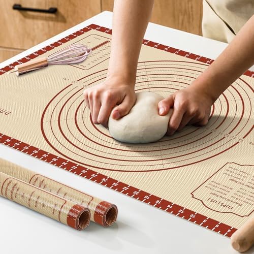 DANIA & DEAN 26"x16" Extra Thick Silicone Baking Mat for Pastry and Bread | Non-Slip & Non-Stick Mat with Measurements, for Pizza, Pie Crust, Dough Rolling, Pasta & Sourdough, Reusable Counter Sheet by DANIADEAN