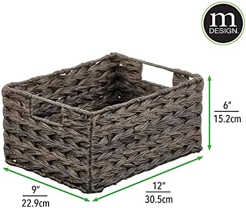 mDesign Woven Farmhouse Kitchen Pantry Food Storage Organizer Basket Box - Container Organization for Cabinets, Cupboards, Shelves, Countertops, Store Potatoes, Onions, Fruit, 6 Pack, Espresso Brown - Image 4