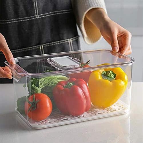 Slideep Refrigerator Food Storage Containers, Produce Saver Stackable Container with Lids & Removable Drain Tray, Freezer Bins Stay Fresh Lettuce Salad Container for Fridge - Image 3