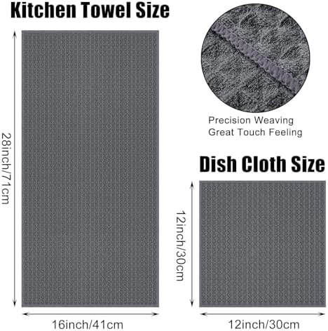 Homaxy Microfiber Kitchen Towels and Dishcloths Sets, 12 Pack, Dark Grey - Image 4