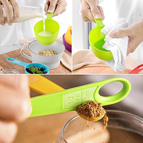 12 Piece Measuring Cups and Spoons Set, Colored Kitchen Measure Tools, Durable Nesting Cups and Spoons for Dry and Liquid, Dishwasher Safe (10) - Image 4