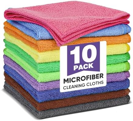 TEAWOO 10 Colors Microfiber Cleaning Cloths, 10 Pack Assorted Cleaning Rags by TEAWOO