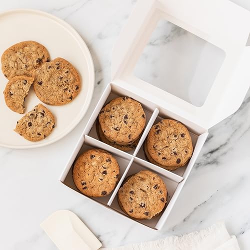 25 pcs Black Mini Cookie Boxes for 4 treats with Window and Dividers, Bakery Boxes, 6 x 6 x 2.4 Inches SMALL Baking Boxes, Square Cookies Box Decorating Supplies for Gift Giving - Image 6