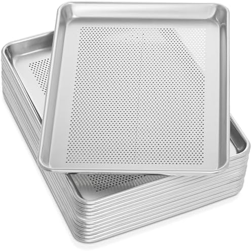 GRIDMANN 13" x 18" Commercial Grade Perforated Aluminum Baking Sheet Pan, Half Size Baking Tray - 12 Pans by GRIDMANN