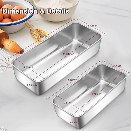 LIANYU Bread Loaf Pans Set of 4, 1 Large (12x5 Inch) & 3 Medium (9x5 Inch) - Image 2