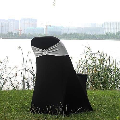 50pcs Grey Stretch Chair Sashes with Buckle for Christmas Wedding Party Banquet Birthday Anniversary Ceremony Reception Celebration Decoration Elastic Spandex Chair Cover Bow Ribbons - Image 4