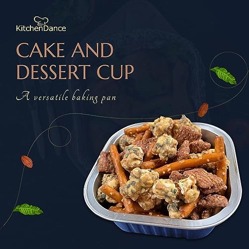 KitchenDance Disposable Foil Cake and Dessert Cup Set with Lid - 4.5 x 4.5" Square Cake Baking Pan for Hotels, Restaurants - Heavy Duty Aluminum Pan for Baking and Preparing Food, #A-24P (100, Blue) - Image 2
