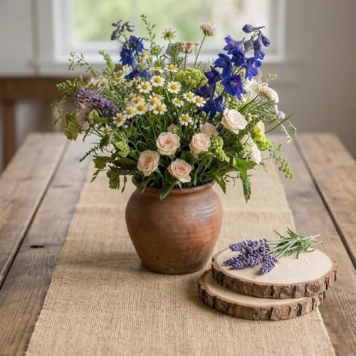 4 Pack Natural Burlap Table Runners (12 x 108 Inch) | Rustic Jute Table Runners for Wedding, Farmhouse, Thanksgiving, Coffee Table Decor Cover, Fall Décor & Parties - Image 6