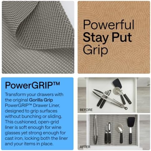 GORILLA GRIP powerGRIP Drawer Shelf and Cabinet Liner, 20" x30', Gray - Image 3