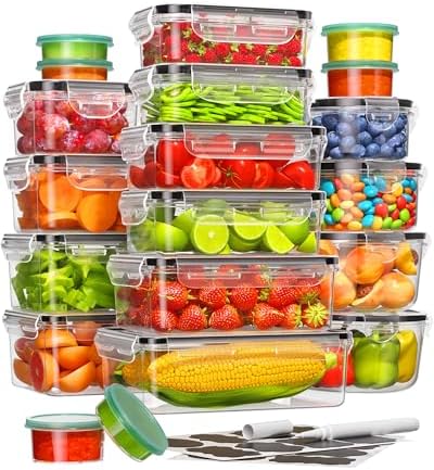 Canfanni 40 Piece Food Storage Containers with Lids, BPA-Free | Includes 20 Containers & 20 Lids,Plastic Food Containers for Kitchen Storage and Organization,Leak Proof Meal Prep Container by Canfanni