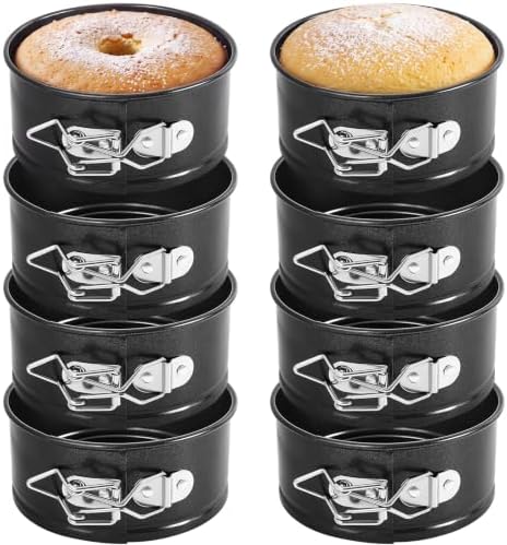 Sunnyray 8 Pcs 4 Inch Springform Pans Mini Cheesecake, Black | Removable Bottom Leakproof, Ideal for Cheesecakes Pizza Quiche Tarts, Nonstick Spring Form Baking Easy Release Round Molds by Sunnyray