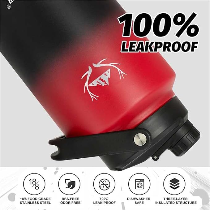 NATURE PIONEOR 1 Gallon (128oz) Insulated Water Bottle Jug with Carrier Bag | 18/8 Food-grade Stainless Steel, Double Vacuum Insulation, Wide-Mouth, Straw & Spout Lid, Strap, Camping, Hiking, Gym, Work - Image 7