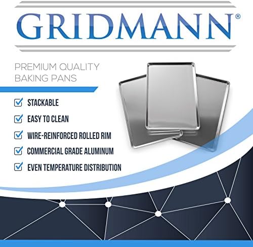 GRIDMANN 15" x 21" Commercial Grade Aluminum Cookie Sheet Baking Tray Pan Three Quarter Sheet - 6 Pans - Image 7
