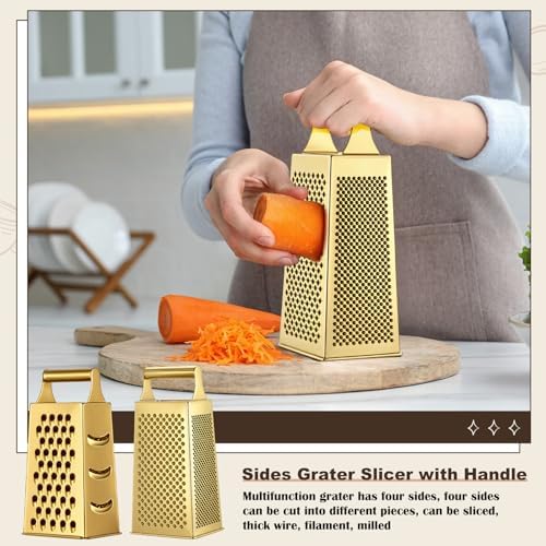 Baderke 6 Pcs Gold Kitchen Accessories Set Includes 3 Gold Mixing Bowls with Airtight Lids Stainless Steel Colander Grater Slicer and Fine Mesh Strainer(Mixing Bowls: 2.8/3.7/5 Qt, Colander: 4 Qt) - Image 6