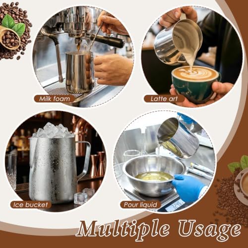 2 Pack Stainless Steel Pitcher 34 oz / 1 L Beverage & Water Pitcher with Handle and Pour Spout Heavy Duty Metal 4 Cup Milk Frothing Jug for Iced Tea Coffee Milk Juice Restaurant and Home Use - Image 4