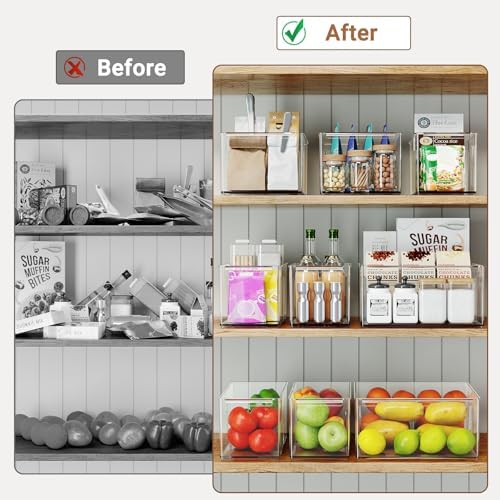 6 Pack Pantry Storage Bins with Divider, Fridge Organizer Large - Image 5