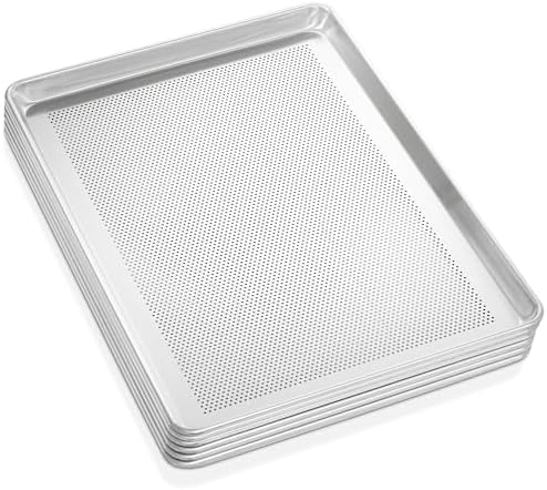 GRIDMANN 18" x 26" Commercial Grade Perforated Aluminum Baking Sheet Pan, Full Size Baking Tray - 6 Pans - Image 4