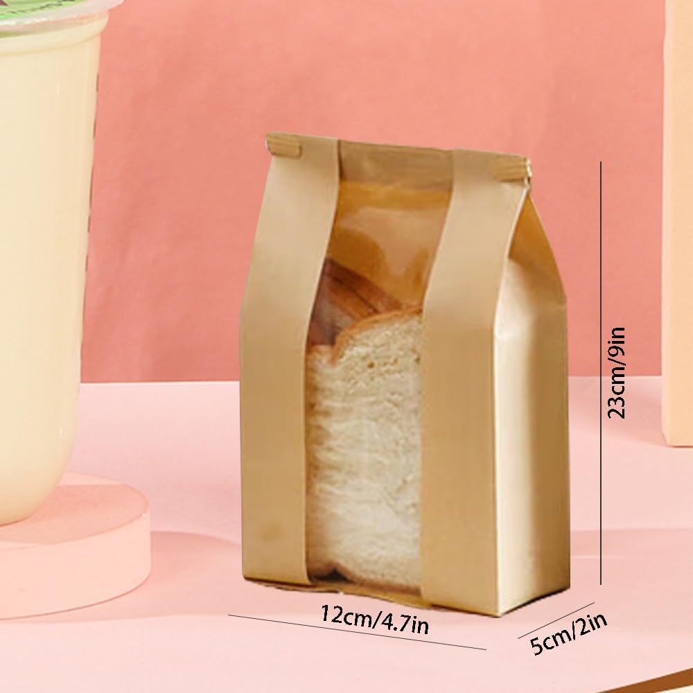 30 Pack Small Bread Bags Paper Sandwich Fold Loaf Sourdough 11.8 x 4.7 x 3.5-inch Kraft Packaging Storage Bags for Homemade Bread Cookie Treat